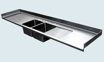  Stainless Steel Countertop Alcove Double Sink Right Drainboard