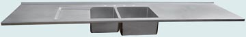  Stainless Steel Countertop Double Sink & Drainboard W/ Short Splash