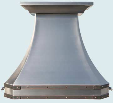  Stainless Steel Range Hood Subtle Copper Straps W/ Rivets & Stainless Pot Rails 