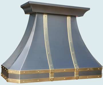  Stainless Steel Range Hood Smooth Body W/ Natural Brass Straps & Rivets