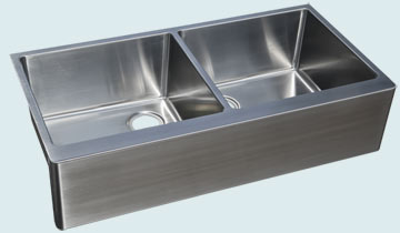 Custom Stainless Steel Farmhouse Sinks Double-Bowl W/ Apron