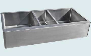 Custom Stainless Steel Farmhouse Sinks Long Triple Bowl