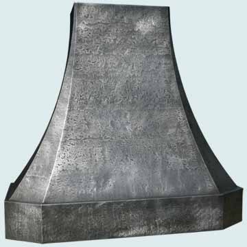  Zinc Range Hood Reverse Hammered W/ Stepped Band & Medium Patina