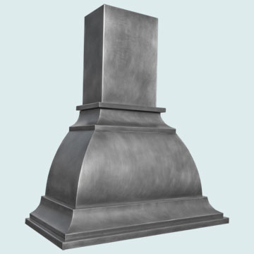  Zinc Range Hood Tall Body W/ Stack & Medium Patina