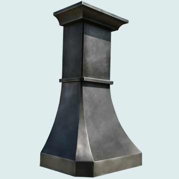  Zinc Range Hood Medium Patina W/ Crowned Stack & Molding