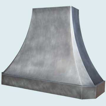  Zinc Range Hood Long Body W/ Stepped Band & Medium Patina