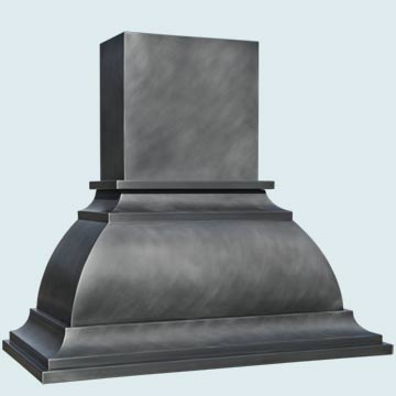  Zinc Range Hood Smooth Body W/ Stack & Medium Patina