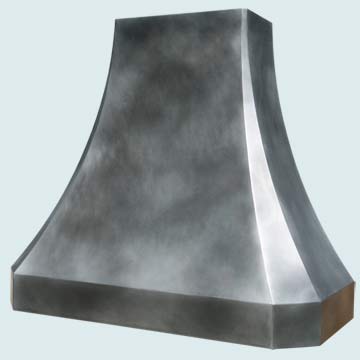  Zinc Range Hood Smooth Body W/ Medium Patina