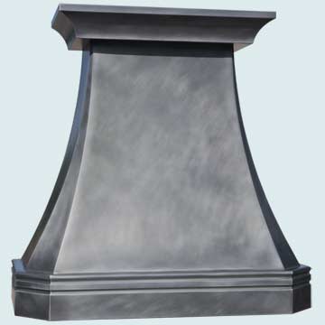  Zinc Range Hood Smooth Hood W/ Medium Patina & Mont St. Michel Band