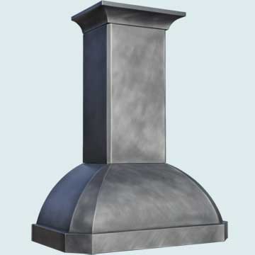  Zinc Range Hood Tall Stack W/ Crown & Medium Patina