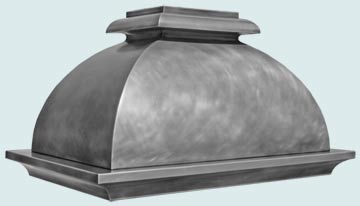  Zinc Range Hood Smooth Body W/ Medium Patina & French Scroll Band