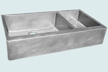 Custom Zinc Farmhouse Sinks Classic Double In Smooth Zinc