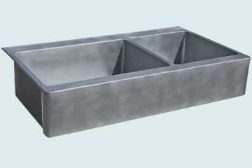 Custom Zinc Farmhouse Sinks Drop-In With Apron - All Smooth Zinc