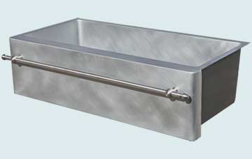 Custom Zinc Farmhouse Sinks Towel Bar On Radius Apron