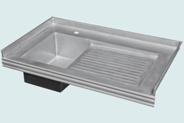 Custom Zinc Drainboard Sinks Ribbed Drainboard & Backsplash