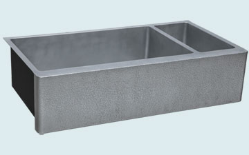 Custom Zinc Farmhouse Sinks Smooth Double With Random Hammered Apron