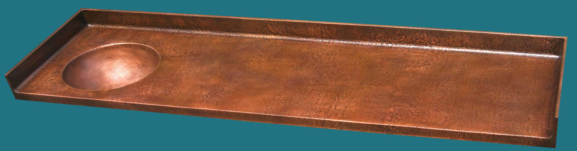 Handcrafted Metal Copper Countertops And Integral Copper Sinks