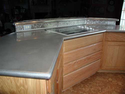 Handcrafted Metal Zinc Or Stainless Steel Bullnose Island Countertop