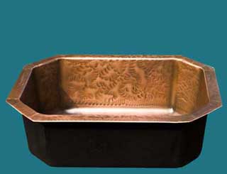 Copper Bar Sink - Octagonal Hammered