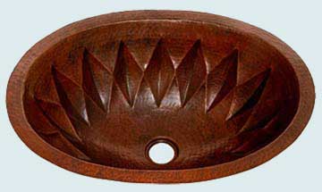 Bath Sinks - Copper Bath Sinks- Oval Copper Bath Sinks - Starburst Oval # 2863