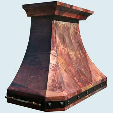Handcrafted-Copper-Hoods-Lori's Bold Patina W/ Brass Strap & Pot Rails