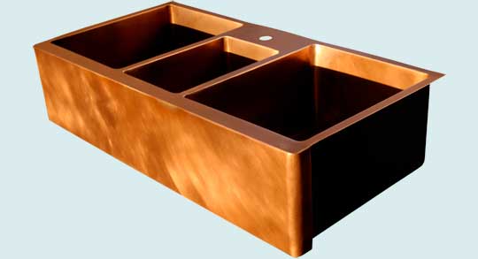 Handcrafted-Copper-Kitchen Sinks-Triple Bowl W/ Vegetable Sink