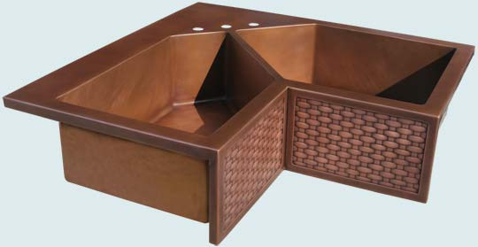 Handcrafted-Copper-Kitchen Sinks-5-Sided Bowls & Woven Apron