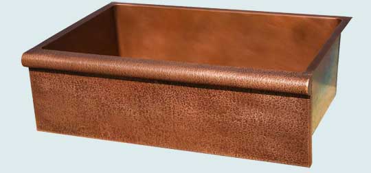 Handcrafted-Copper-Kitchen Sinks-Bullnose Apron with Random Hammering