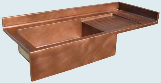 Handcrafted-Copper-Kitchen Sinks-Flush Style W/ Splash,Drainboard,Apron