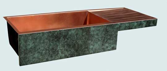Handcrafted-Copper-Kitchen Sinks-Verde Fresco Old World,Low Profile Drainboard