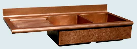 Handcrafted-Copper-Kitchen Sinks-Kitchen Center With Drainboard & Splash