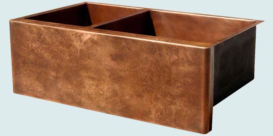 Handcrafted-Copper-Kitchen Sinks-Ray's Famous Hammered Apron On Two Compartment Sink