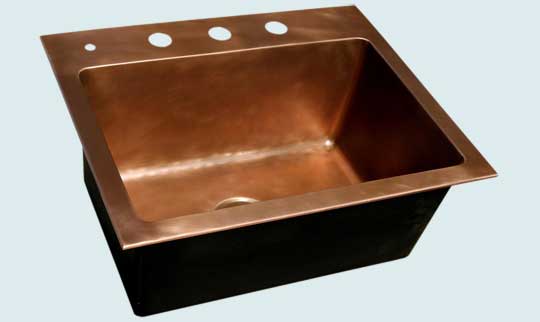 Handcrafted-Copper-Kitchen Sinks-Smooth Drop-In With Faucet Holes