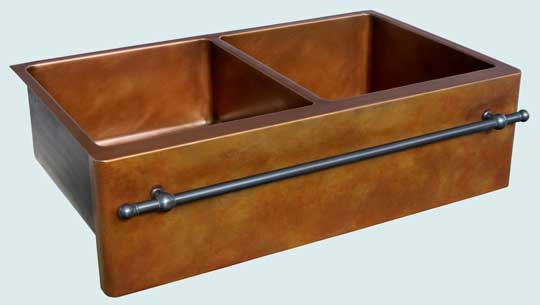 Handcrafted-Copper-Kitchen Sinks-Dark Towel Bar On Eva's Favorite Old World Patina