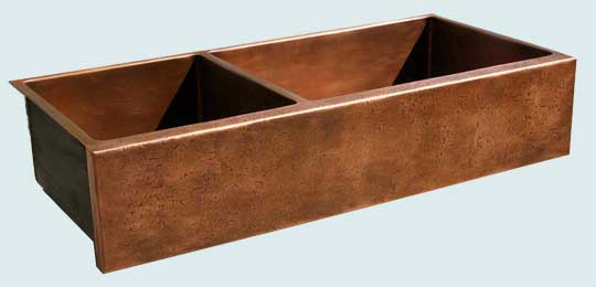 Handcrafted-Copper-Kitchen Sinks-Extra Long 40-60 W/ Reverse Hammered Apron