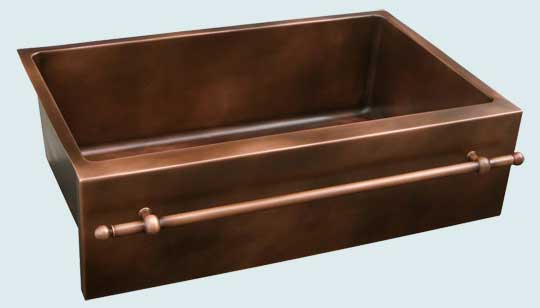 Handcrafted-Copper-Kitchen Sinks-Patterned Antique,Square Apron,Towel Bar
