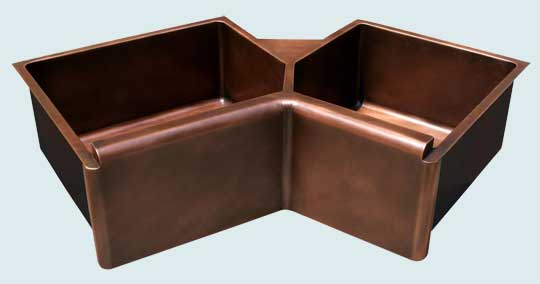Handcrafted-Copper-Kitchen Sinks-5-Sided Bowls & Raised Apron 