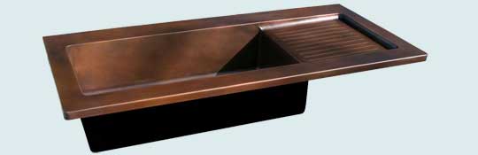 Handcrafted-Copper-Kitchen Sinks-Flush Style With Drainboard