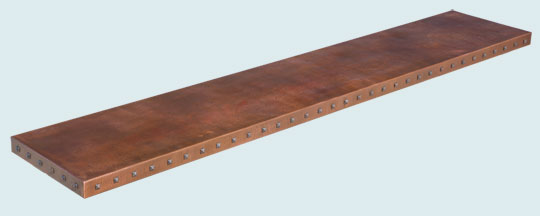 Handcrafted-Copper-Custom Fabrication-Hammered Copper Shelf with Clavos