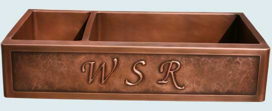 Handcrafted-Copper-Kitchen Sinks-3 Repousse Initials On Vegetable Sink