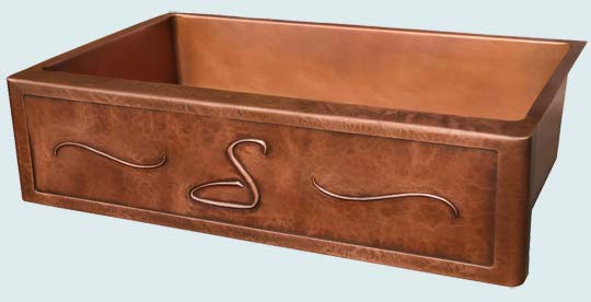 Handcrafted-Copper-Kitchen Sinks-Ray's Hammered Frame With S Initial