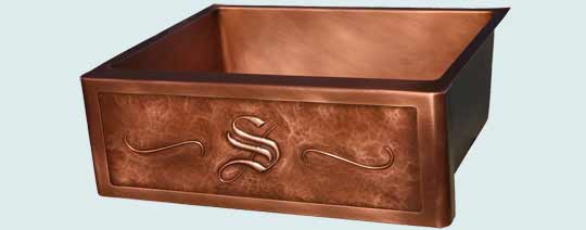 Handcrafted-Copper-Kitchen Sinks-Old English S Initial