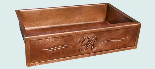 Handcrafted-Copper-Kitchen Sinks-Reverse Hammered,R Initial,Parallel Scrolls