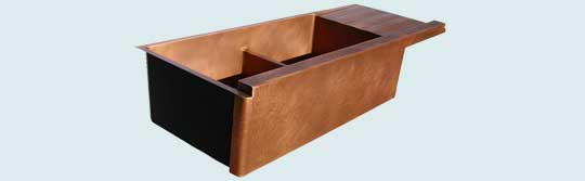 Handcrafted-Copper-Kitchen Sinks-Raised Reverse Hammered Apron, Drainboard
