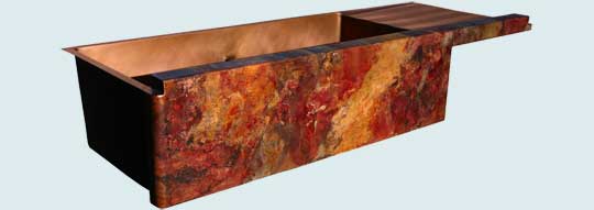 Handcrafted-Copper-Kitchen Sinks-Crackling Fire Old World, Drainboard