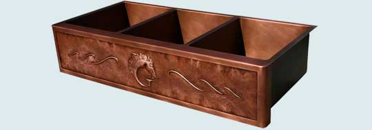 Handcrafted-Copper-Kitchen Sinks-Stallion Logo with 6 Scrolls
