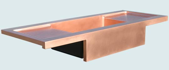 Handcrafted-Copper-Kitchen Sinks-Flush-Style W 2 Drainboards & Apron