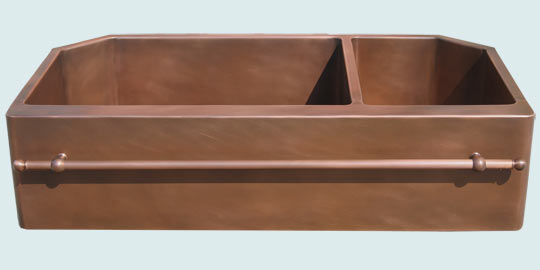 Handcrafted-Copper-Kitchen Sinks-Notched Back Corners W Towelbar