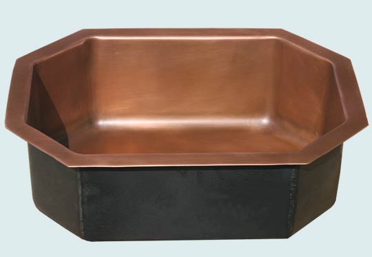 Handcrafted-Copper-Kitchen Sinks-Octagon With Wide Angles 