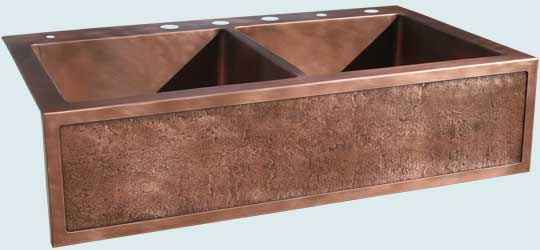 Handcrafted-Copper-Kitchen Sinks-Framed Apron,Reverse Hammered,Drop-In Style 